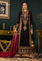 Asim jofa Embroidered Velvet 3piece suit - KP2013